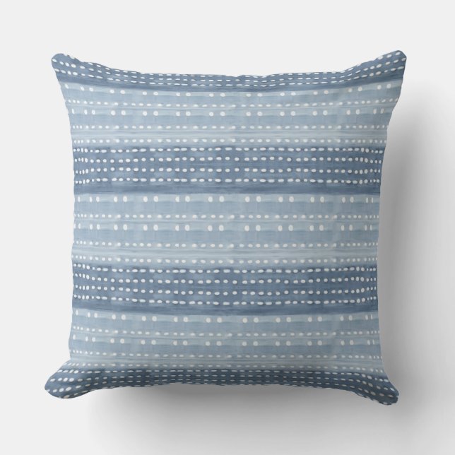 Blau-weiße Küste Boho Throw Kissen (Vorderseite)