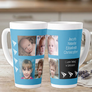 Blau-weiße Liebe als Großmutter mit Fotos Milchtasse