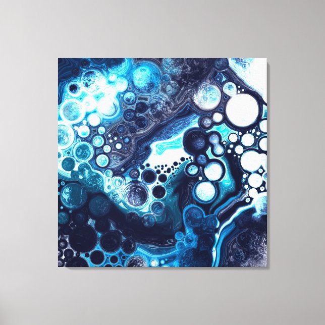Blau-weiße Marmorflüssigkeit Kunst Leinwanddruck (Vorderseite)