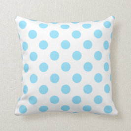 Blau-weiße Polka-Punkte Kissen
