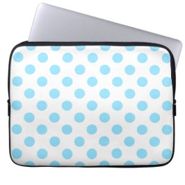 Blau-weiße Polka-Punkte Laptopschutzhülle