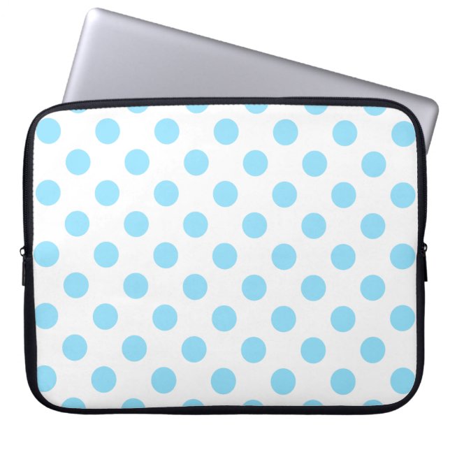 Blau-weiße Polka-Punkte Laptopschutzhülle (Vorderseite)