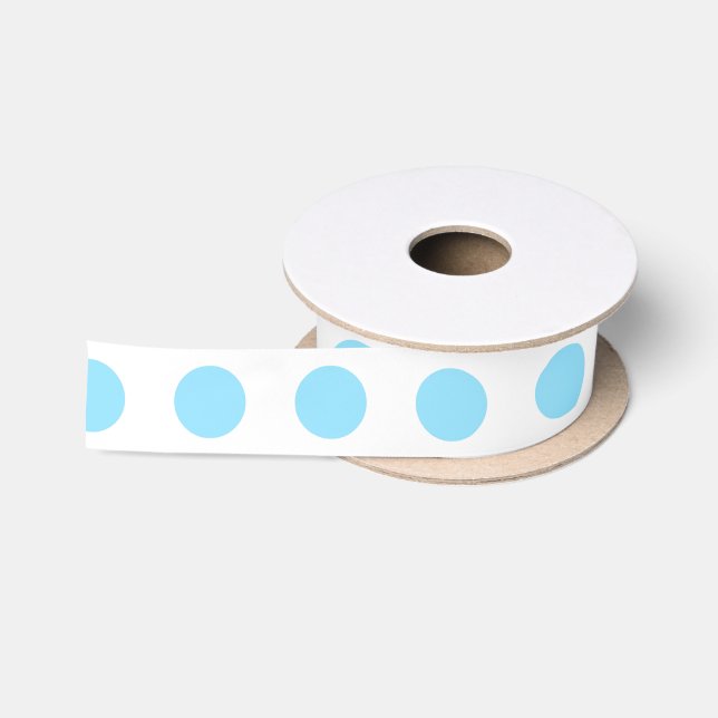Blau-weiße Polka-Punkte Satinband (Spule)