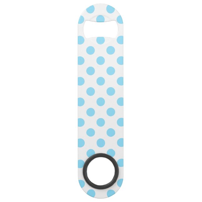 Blau-weiße Polka-Punkte Speedflaschenöffner (Vorderseite)