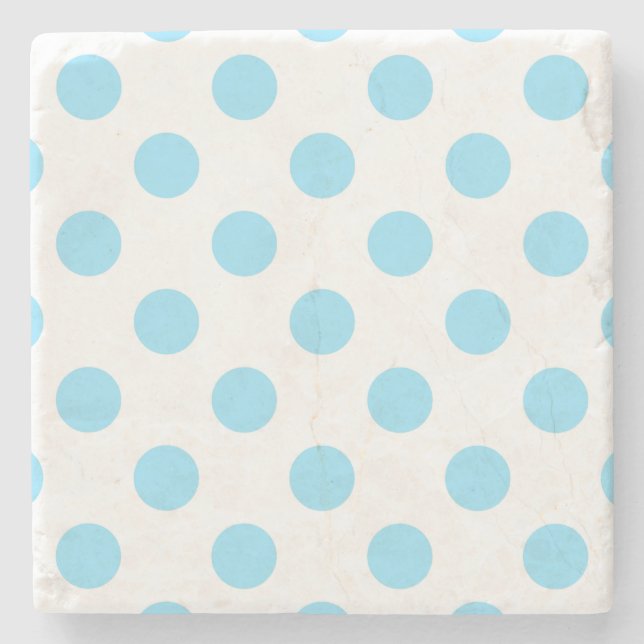 Blau-weiße Polka-Punkte Steinuntersetzer (Vorderseite)