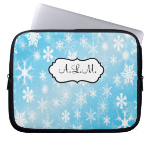 Blau-weiße Schneeflocken Laptop-Sieb Laptopschutzhülle