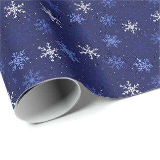 Blau-weiße Schneeflocken-Muster Geschenkpapier