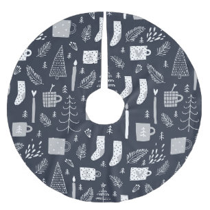 Blau-weiße Socken Tasse Bäume Polyester Weihnachtsbaumdecke