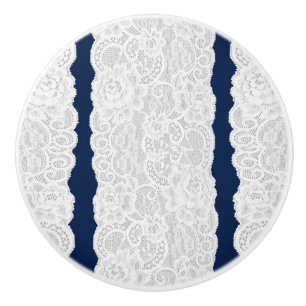 Blau-weiße Spitze rustikal romantisch elegant Keramikknauf