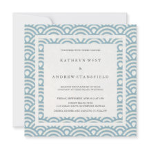 Blau + Weiße stilisierte Waves Elegant Beach Weddi