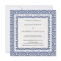 Blau + Weiße stilisierte Waves Elegant Beach Weddi