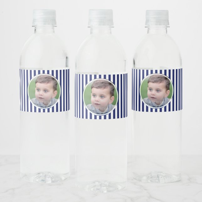Blau-weiße Streifen Wasser Flasche Etikett (Flaschen)