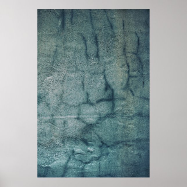 Blau-weiße Textilien mit Wassertröpfchen Poster (Vorne)