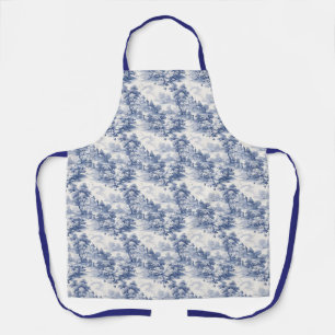 Blau-weiße Toile-Blumenmuster Country French  Schürze