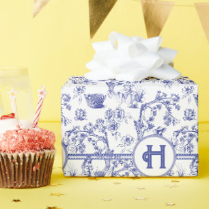 Blau-weiße Toile Geschenkpapier