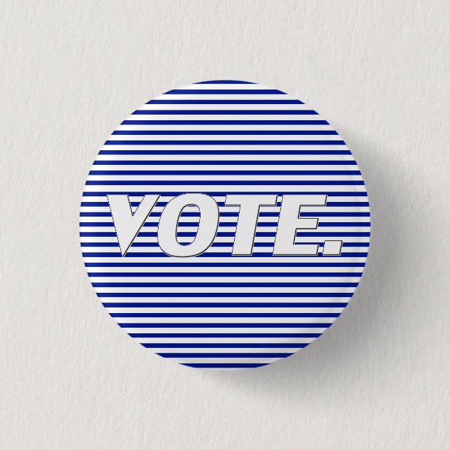 Blau-weiße Typografie gestreift modern Button (Vorderseite)