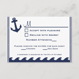 Blau-weiße und blaue Nautische uAwg 2 Menüauswahl RSVP Karte