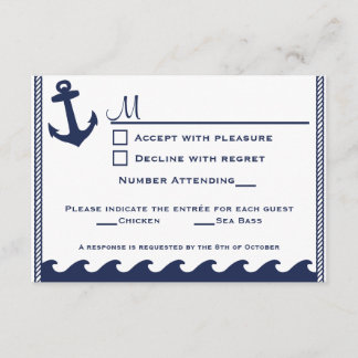 Blau-weiße und blaue Nautische uAwg 2 Menüauswahl RSVP Karte