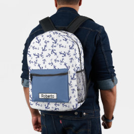 Blau-weiße Verankerungen Bedruckter Rucksack