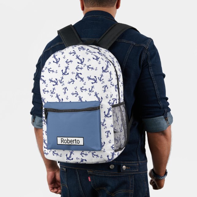 Blau-weiße Verankerungen Bedruckter Rucksack (Insitu (Modell))
