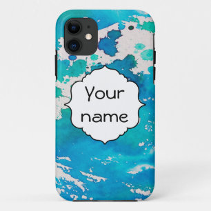 Blau-weiße Wasserfarbenprägung Case-Mate iPhone Hülle