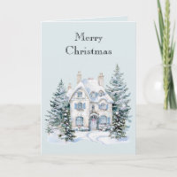 Blau Weiße Weihnachten Winter Haus Bäume