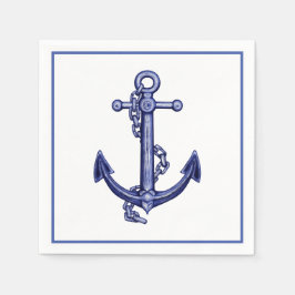 Blau-weißer Anker Serviette