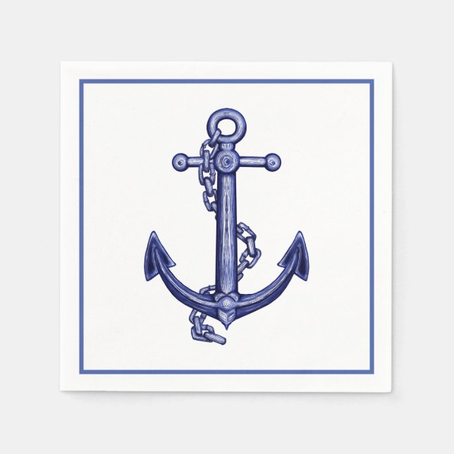 Blau-weißer Anker Serviette (Vorderseite)