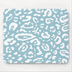 Blau-weißer Chic Gepard Leopard Tierprint   Mousepad