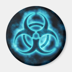 Blau-Weißer Glühen-Biogefährdung-Symbol-Magnet Magnet