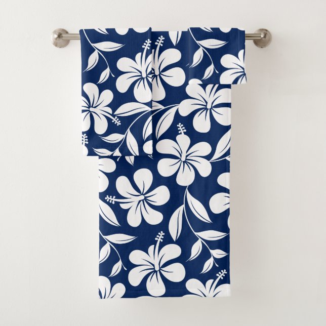 Blau-weißer Hibiskus Badhandtuch Set (Insitu)