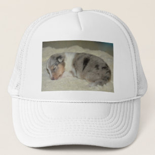 Blau, weißer Hund Truckerkappe