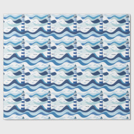 Blau-Weißer Leuchtturm Nautical Geschenkpapier