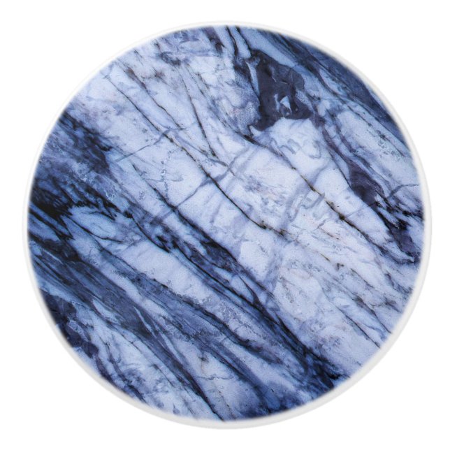 Blau-weißer Marmorstein Swirl Moderner Chic Keramikknauf (Vorderseite)