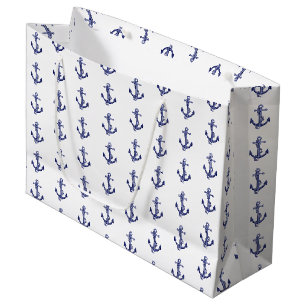 Blau-weißer nautischer Anker Große Geschenktüte