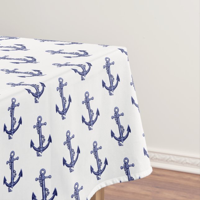 Blau-weißer nautischer Anker Tischdecke (Beispiel)