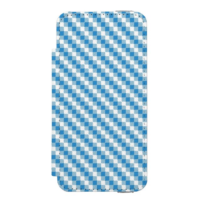 Blau-weißer Quadrathintergrund Incipio iPhone Geldbeutel-Hülle (Folio Vorderseite)