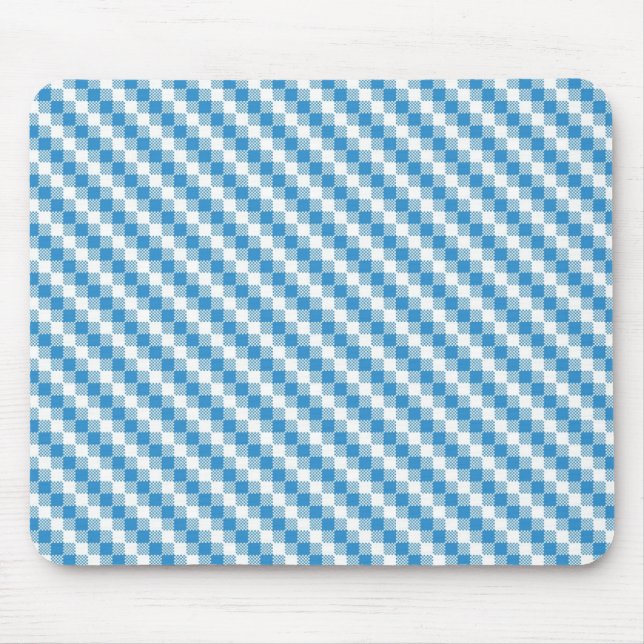 Blau-weißer Quadrathintergrund Mousepad (Vorne)