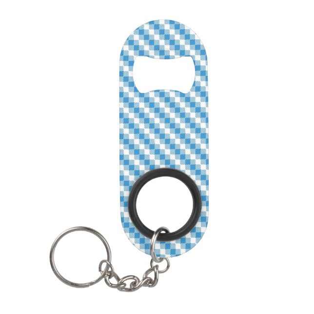 Blau-weißer Quadrathintergrund Schlüsselanhänger Flaschenöffner (Vorderseite)