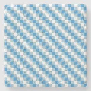 Blau-weißer Quadrathintergrund Steinuntersetzer