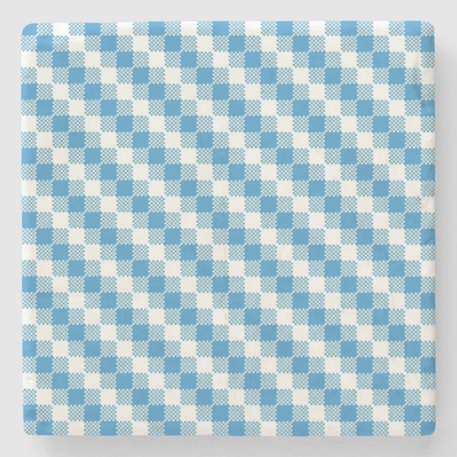 Blau-weißer Quadrathintergrund Steinuntersetzer (Vorderseite)