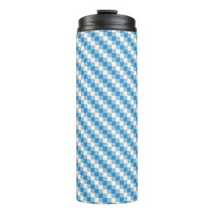 Blau-weißer Quadrathintergrund Thermosbecher
