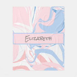 Blau-weißer rosa Marmor Swirl Personalisiert Fleecedecke