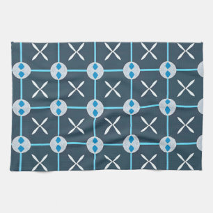 Blau-weißes abstraktes geometrisches Muster Geschirrtuch