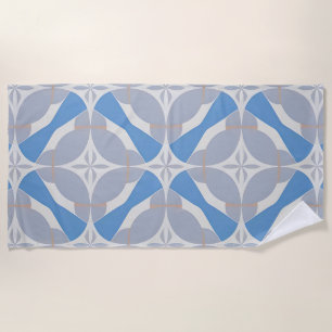 Blau-weißes abstraktes geometrisches Muster Strandtuch