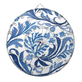 Blau-weißes Blumendesign | Chinoiserie-Muster Dartscheibe
