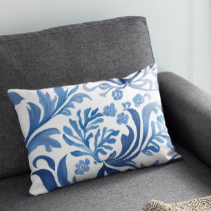 Blau-weißes Blumendesign   Chinoiserie-Muster Dekokissen