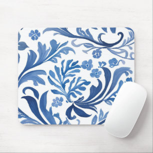 Blau-weißes Blumendesign   Chinoiserie-Muster Mousepad