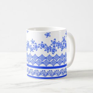Blau-weißes Blumendesign, Kaffeetasse