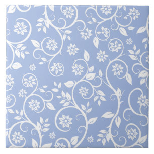 blau-weißes Blumenmuster Fliese